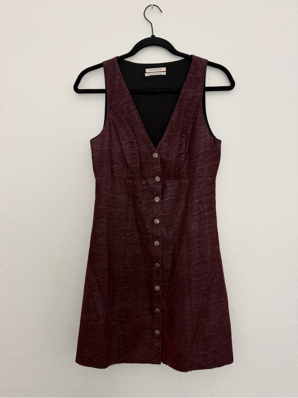 Urban Outfitters Sleeveless V-Neck Button-Front Dress in Deep Burgundy